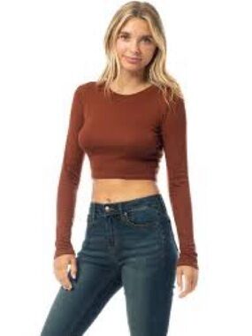 Long Sleeve Crop Top - Rust. Item #11388